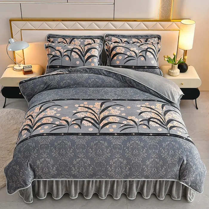 2025新款加厚高克重双面绒牛奶绒四件套印花亲肤保暖