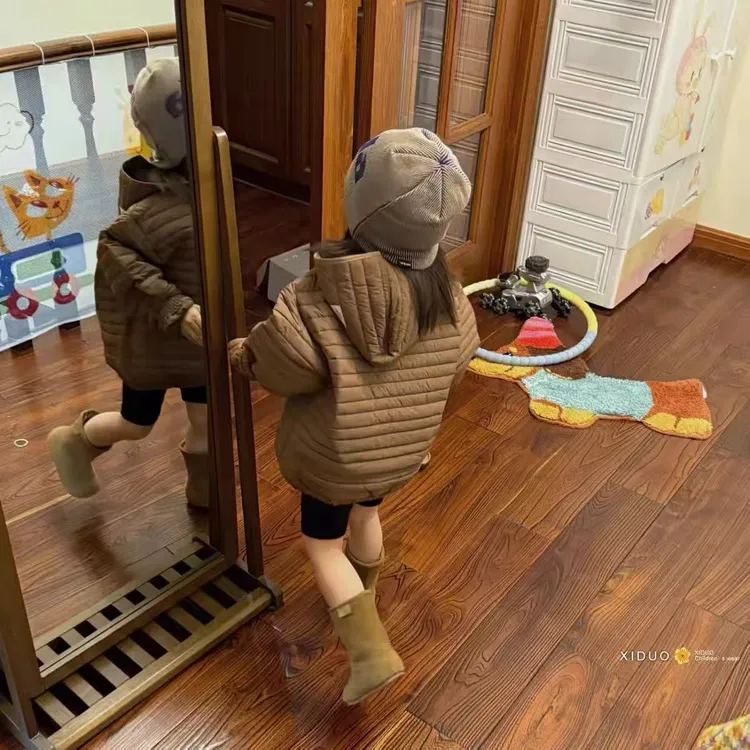 儿童夹棉外套2025秋装新款男女童韩版百搭轻薄棉衣连帽套头棉服潮