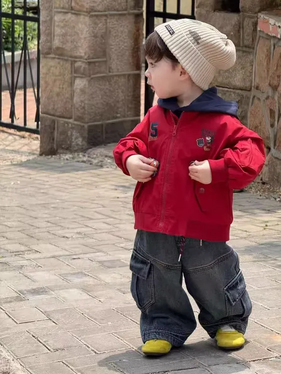 男童套装2025秋款中小童韩版卡通休闲夹克外套宝宝牛仔裤春秋款潮