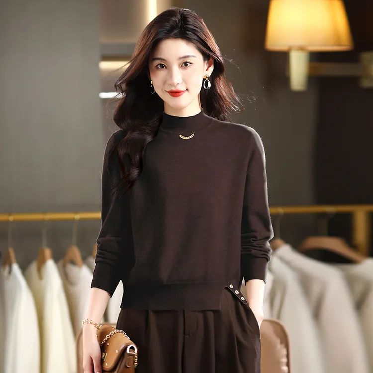 哥弟阿玛施正半高领毛衣女秋冬新款小个子短款羊毛衫针织打底外穿