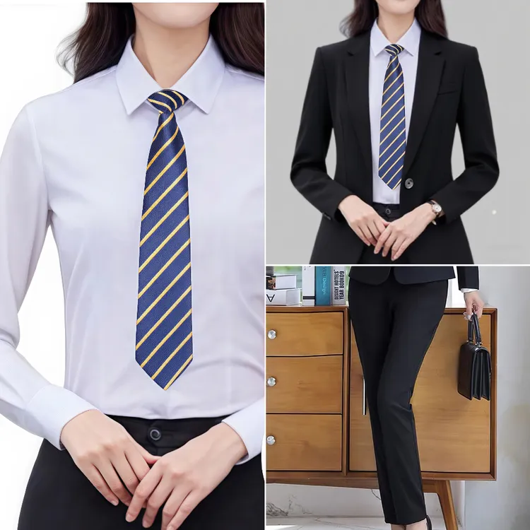 滴滴专车女司机服装女士白长袖衬衫黑色垂感抗皱西裤黑色免烫西服