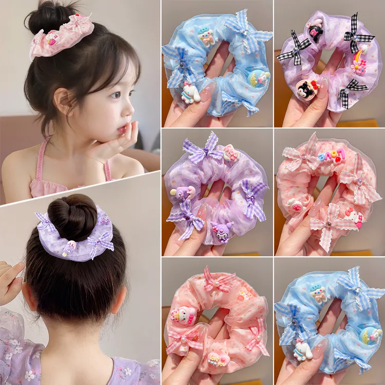 【甜妹发圈】库洛米儿童网纱大肠发圈夏季高马尾橡皮筋女不伤发发饰