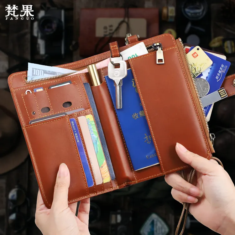 真皮护照包男女多功能钱包卡包一体收纳包牛皮挂脖登机旅行证件包