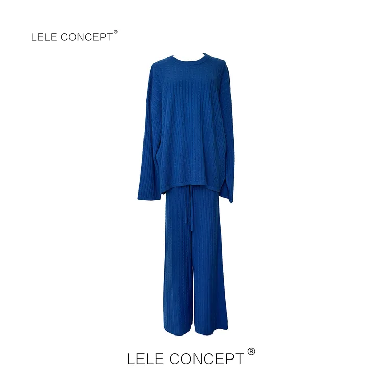 LELE CONCEPT丨「丽」时髦舒适洋气款麻花纹针织套装T0164