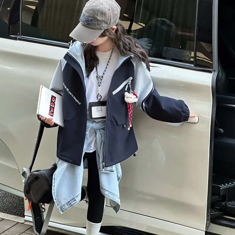 女童秋季冲锋衣2025新款洋气时尚两面穿外套6-12岁中大童秋款衣服