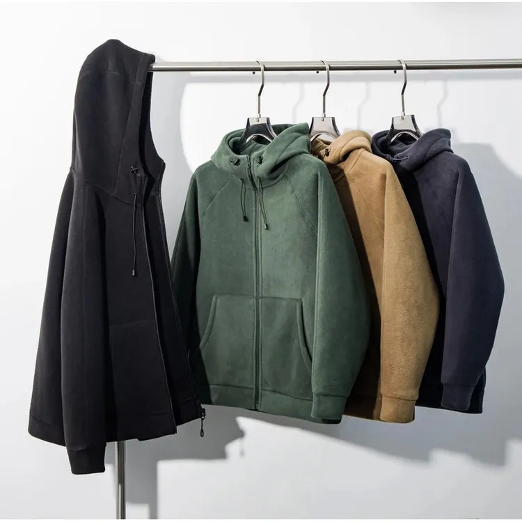 620克 男女双面摇粒绒加厚连帽外套加绒夹克8120
