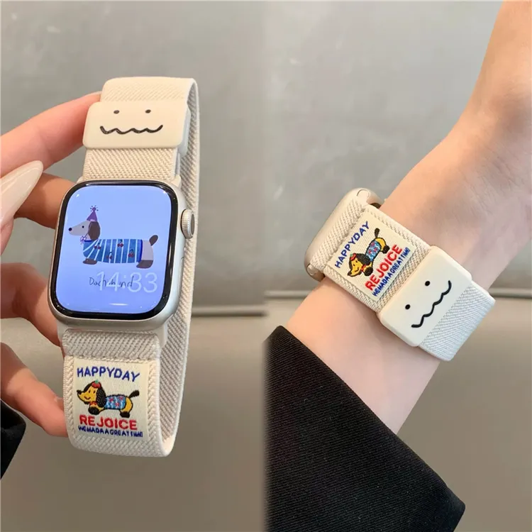 涂鸦香肠狗适用华为手表GT5/4/3/2表带编织磁吸扣Watch3/fit4腕带
