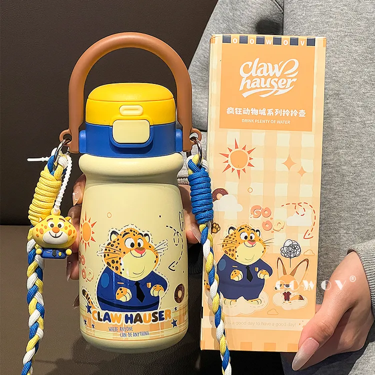 疯狂动物城豹警官保温杯女生高颜值水杯便携儿童学生上学专用水壶