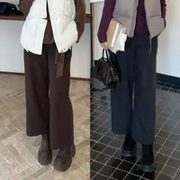 微胖女装【穆斯呢料九分时髦裤】松紧腰直筒裤休闲百搭秋冬20570