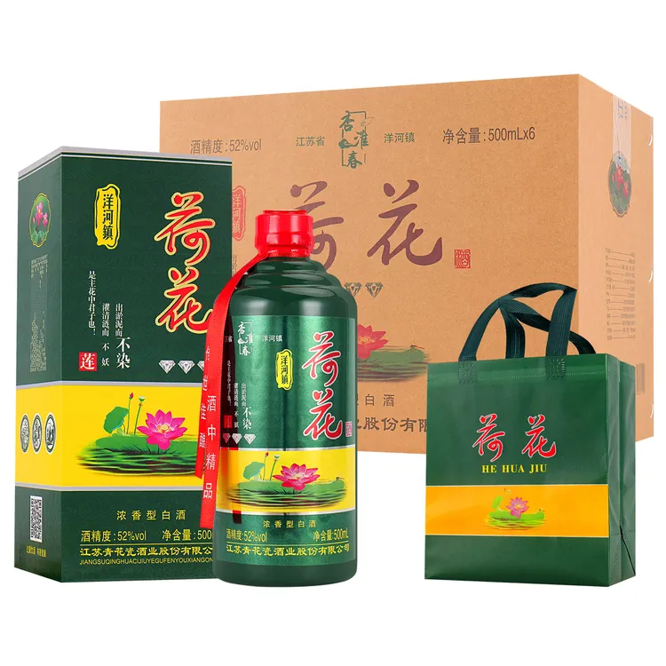 杏淮春T2018荷花酒6瓶礼盒装52度浓香型白酒52度500ml