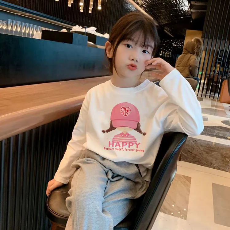 女童打底衫内搭2025新款春装儿童白色上衣纯棉春秋长袖t恤秋衣童