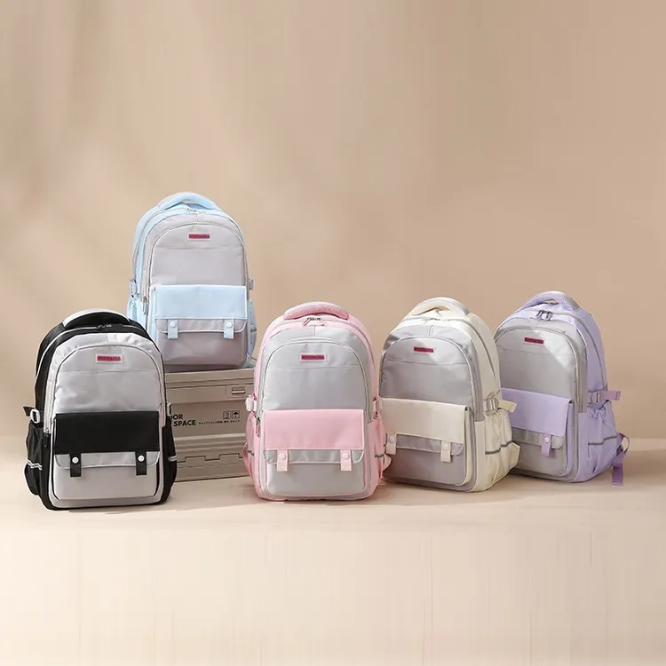 休闲ins旅行书包百搭潮流简约学院风防水时尚小学生纯色双肩背