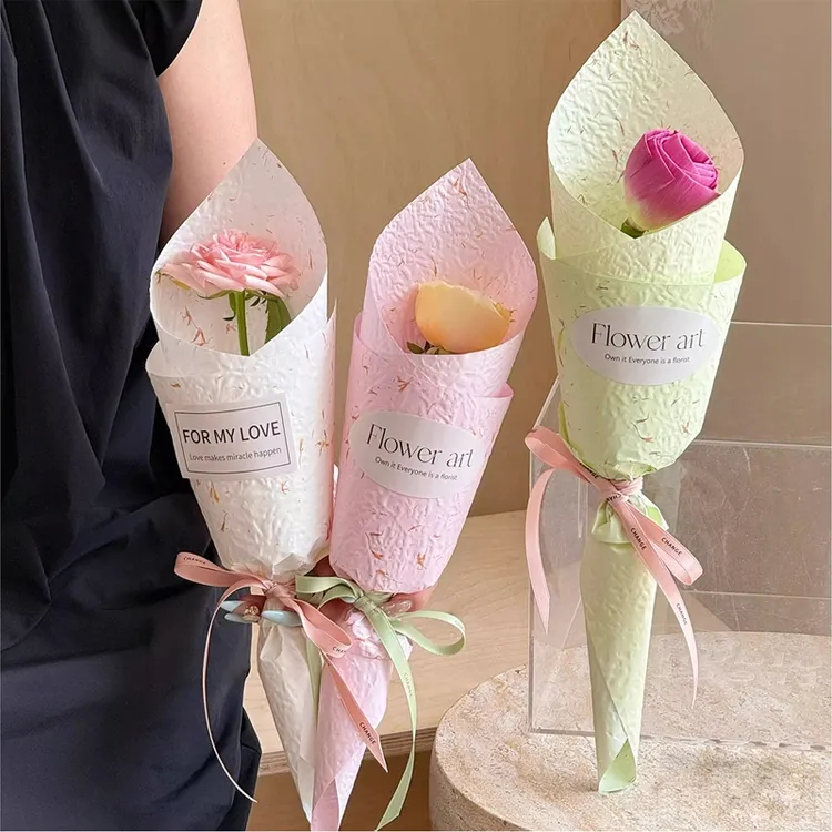2025七夕情人节新款手撕花瓣压纹风华纸加厚防水耐撕鲜花包装纸