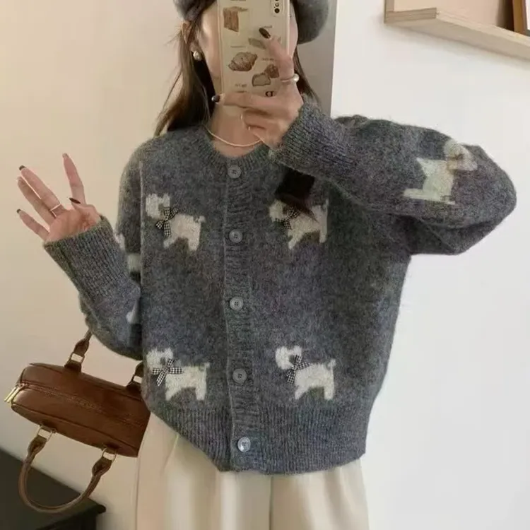 【丹姐家~】韩系卡通减龄针织开衫上衣