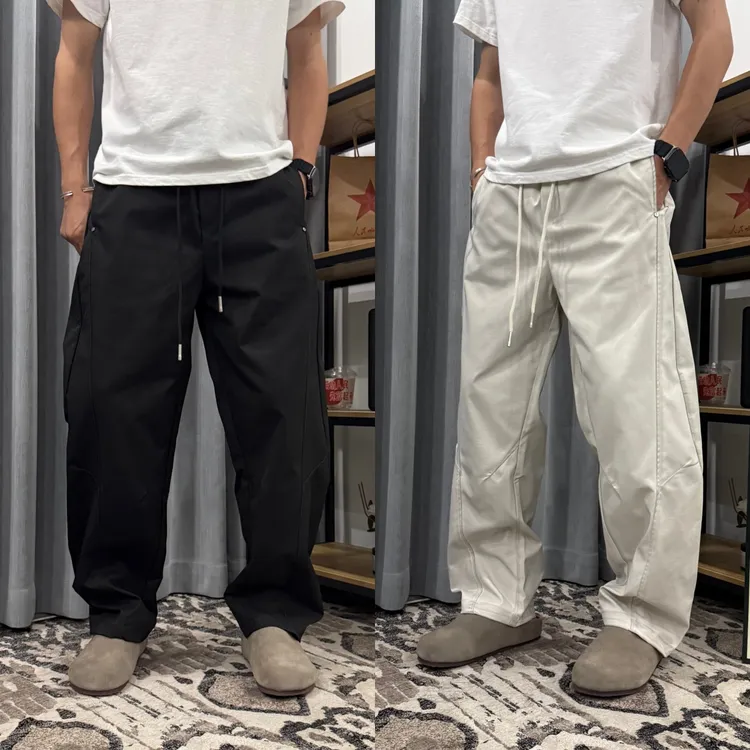 秋季新款男士青年痞帅宽松直筒哈伦裤潮流纯色简约百搭弯刀休闲裤