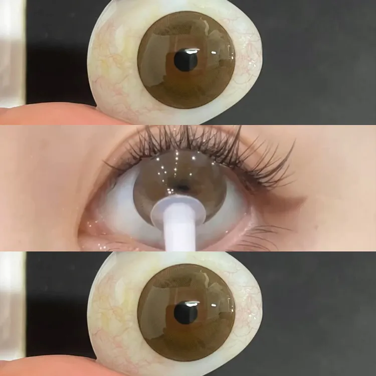 OVOLOOK半年抛2片大奶茶美瞳大直径约会妆棕色显眼大隐形眼镜S1