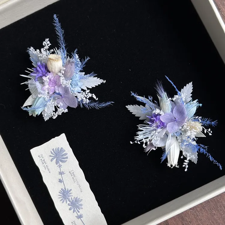 Litave 蝶舞•蓝紫色永生花戒指胸针腕花结婚礼物求婚订婚戒