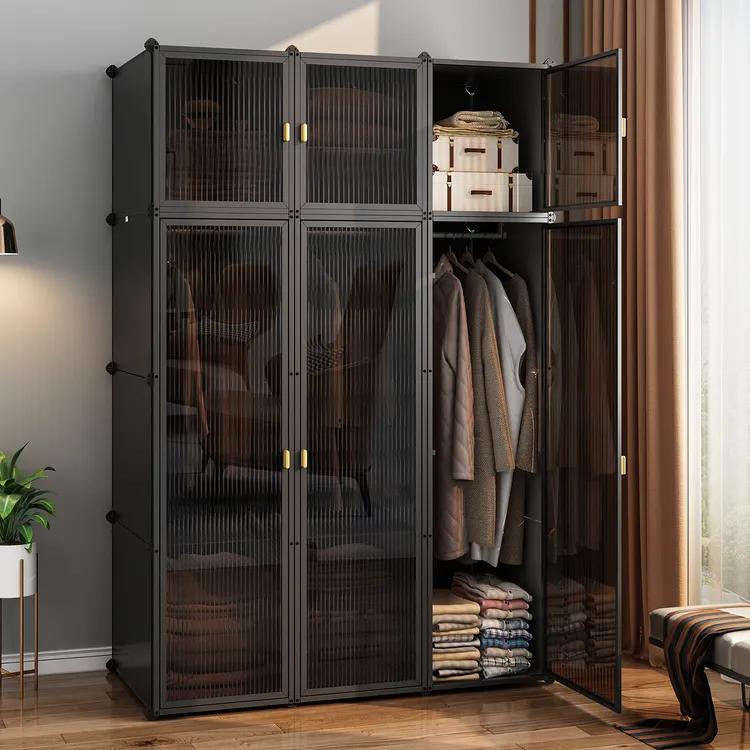 加厚简易衣柜卧室家用出租房用组装金属钢制2025新款衣橱收纳柜子
