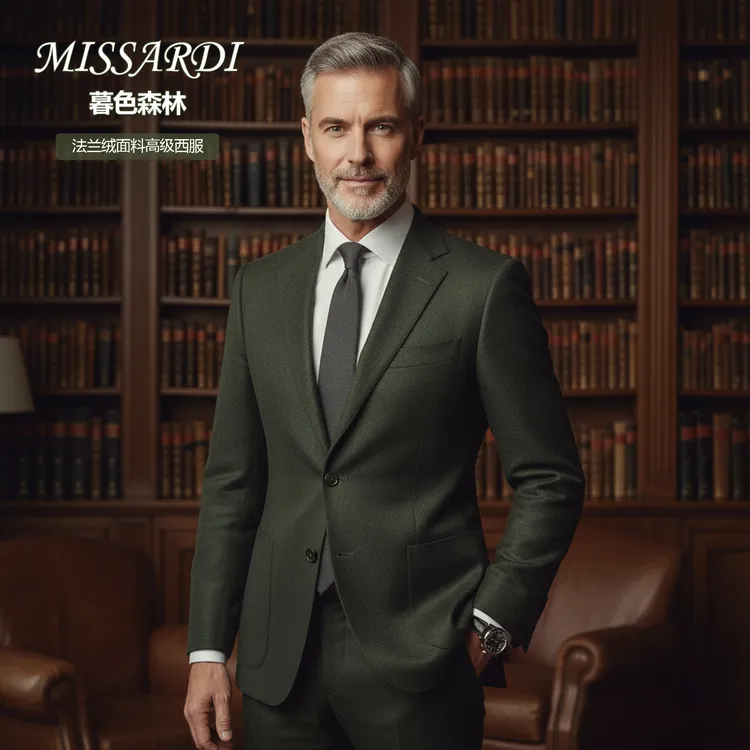 米纱迪【暮色森林】墨绿男士修身西装西服时尚休闲秋冬洋气炸街男装