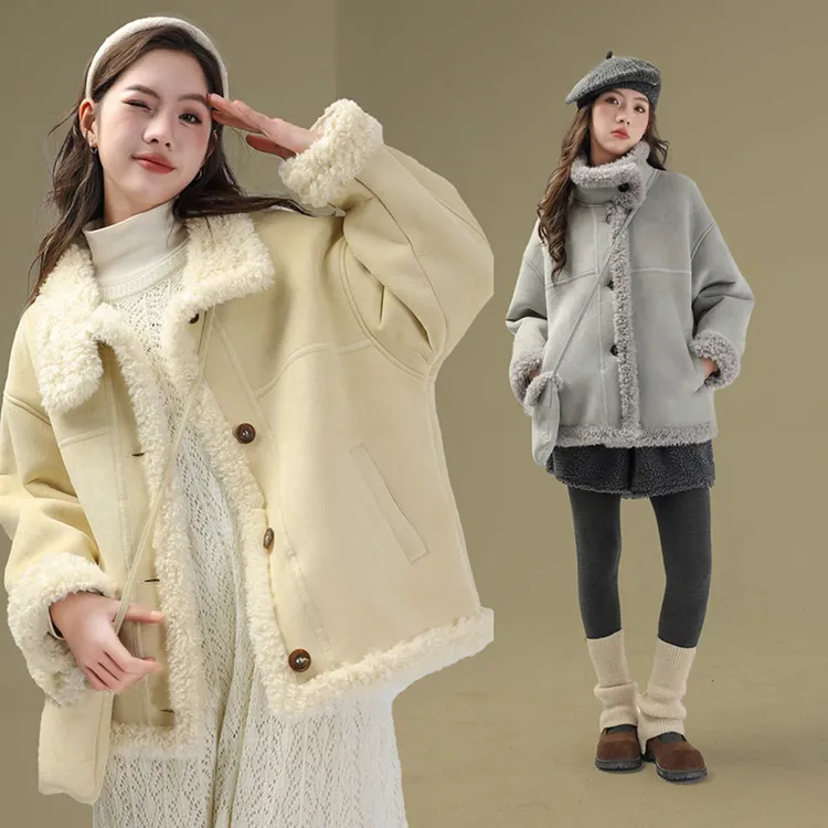 年装加厚外套女大童皮毛一体加厚外套冬季2025新款8-18岁冬装1129