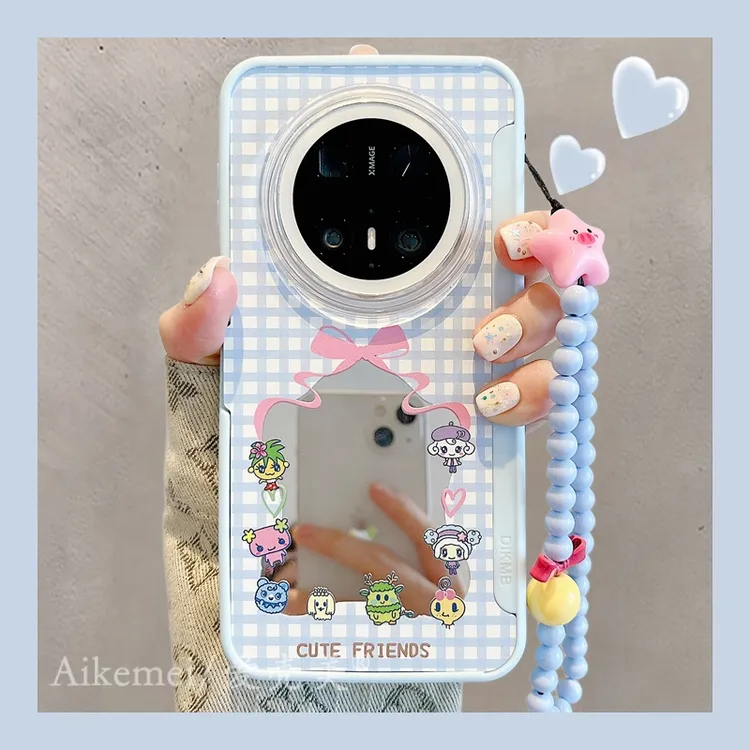 适用华为mate70pro+手机壳格纹拓麻歌子mate60pro+翻盖隐形支架女