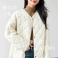 菱格简约韩棉服  新款保暖宽松轻薄时尚单排扣休闲外套百搭