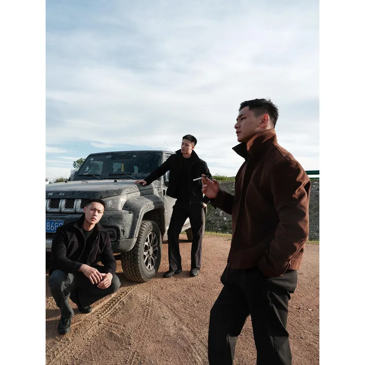 GTAL美式麂皮夹克磨砂高级感男士上衣户外翻领纯色复古秋冬外套