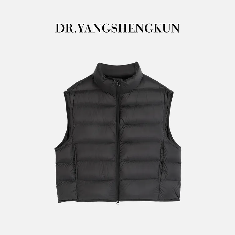 杨圣坤2025冬季新品95白鹅绒无袖立领排骨羽绒服马夹EY25102906