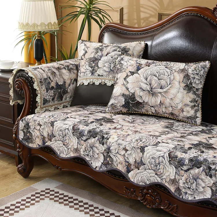 新款欧式123沙发垫四季通用高档防滑复古美式真皮坐垫沙发套盖布