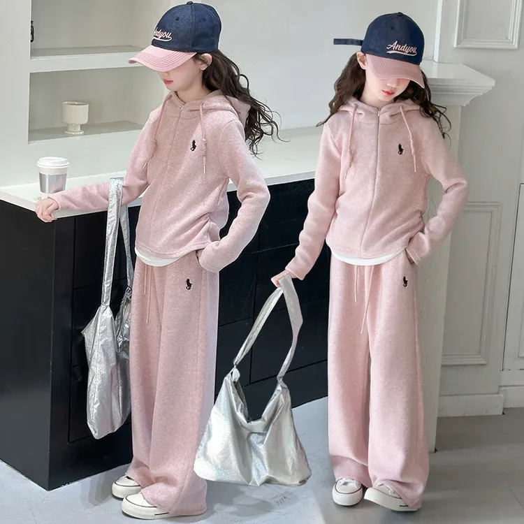 女童卫衣套装2025新款女孩大童韩系穿搭外套运动休闲两件套春装