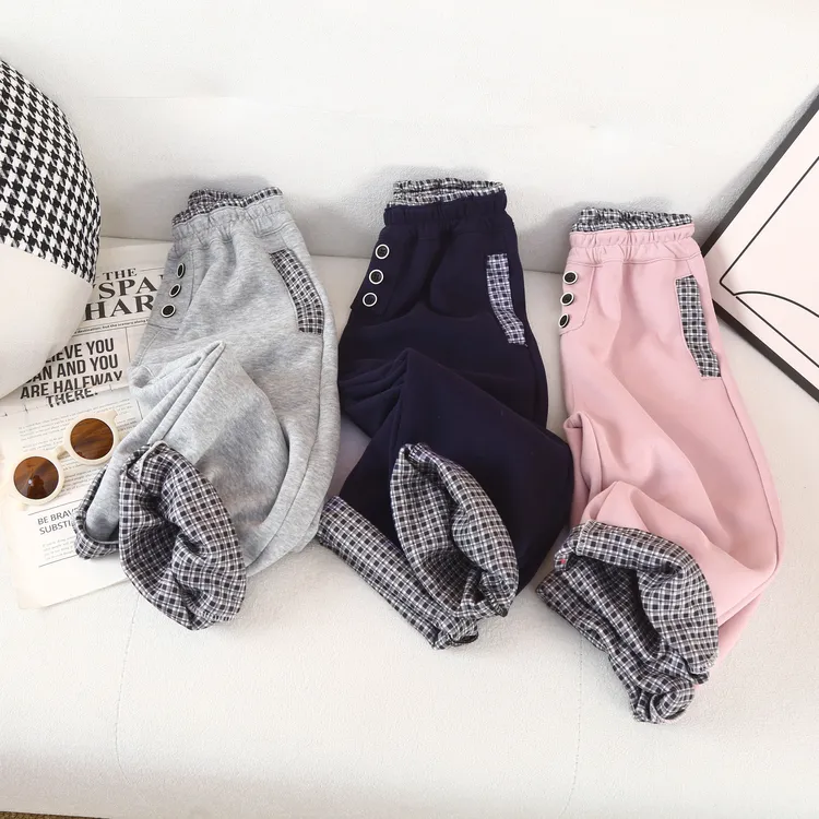 【实体品质】2025秋季韩版男女童休闲撞色宽松运动宝宝弯刀裤裤子