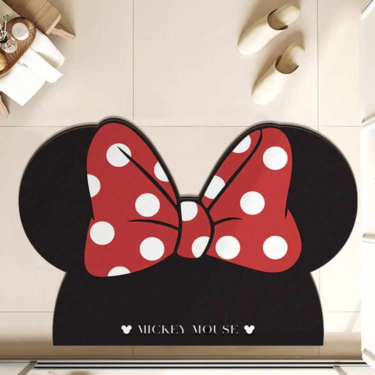 硅藻泥吸水防滑地垫可裁剪水洗用于厨房浴室卫生间玄关入户门米奇