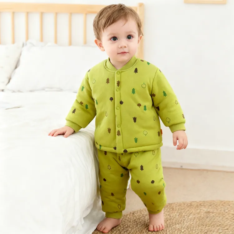 【150克棉服】婴儿秋冬季分体套装棉衣婴幼儿保暖两件套夹棉家居服