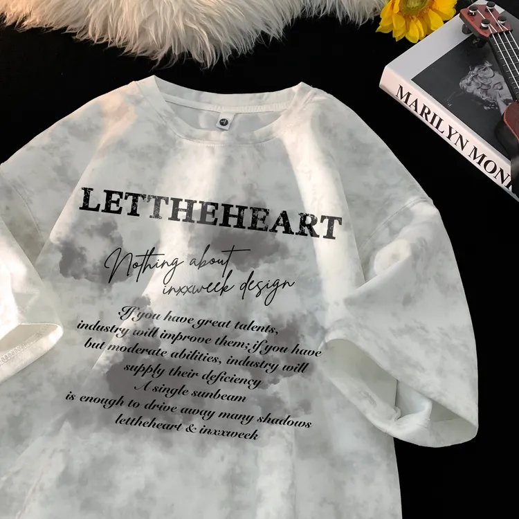 重磅短袖男t恤ins潮牌高级感男装夏季宽松半截袖新款扎染设计半袖