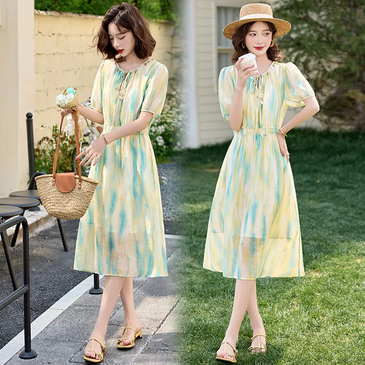 连衣裙女装2025夏装夏天衣服新款韩版时尚气质休闲中长款连衣裙子