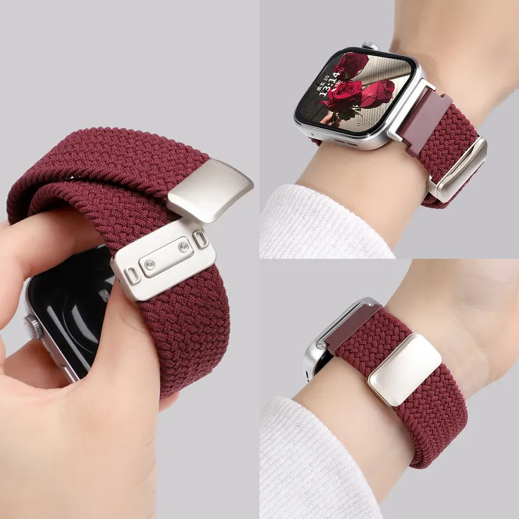 新年红适用于华为fit4手表带磁吸扣编织腕带华为fit4Pro/fit3表带