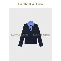 FANRUI/泛芮「旧幕新绪」双色拼接洋气小众设计感立领针织衫B18110