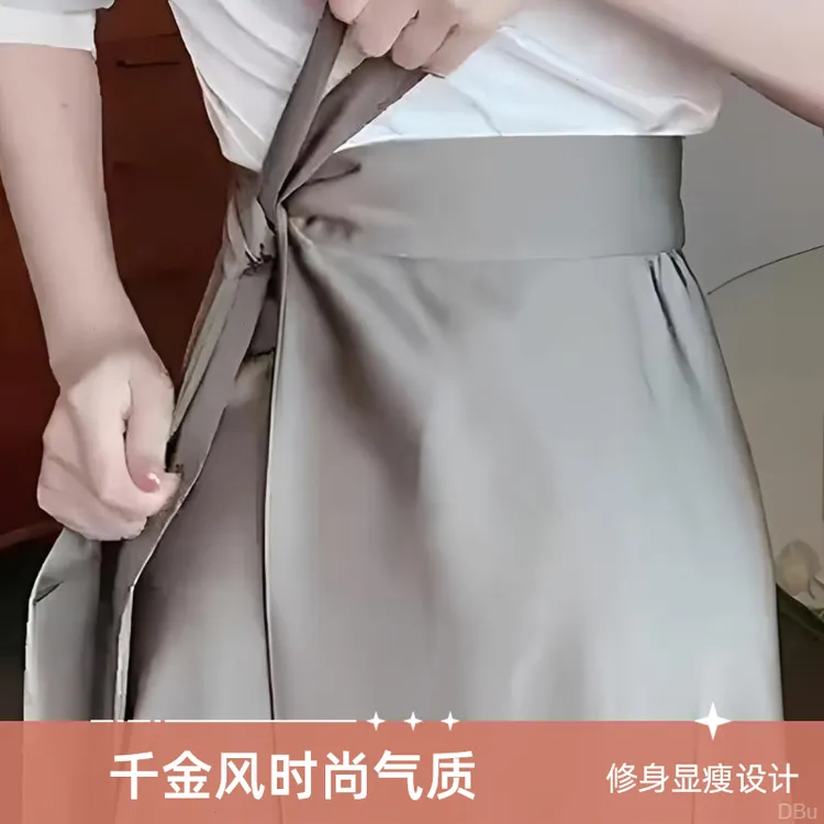 系带时尚洋气裙子女半身裙女设计感新款修身一片式2025垂坠秋季