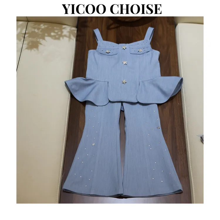 (在仓)YICOO【星月神话】小众高定人棉仿牛仔套装儿童YC267043