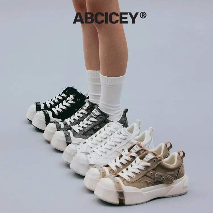 ABCICEY【引力系列】新品帆布鞋老爹鞋绑带鞋低帮厚底鞋增高秋季