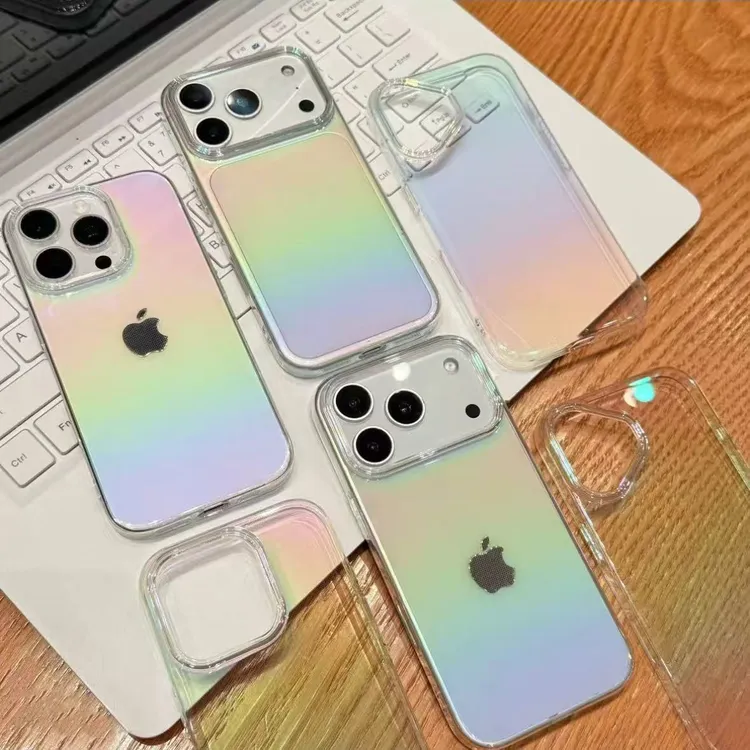 奥菲顿七彩渐变镭射半透适用苹果17promax手机壳16/15/14轻奢高级