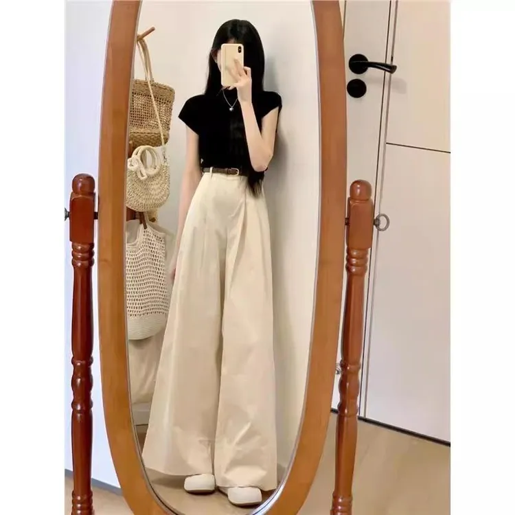 小个子夏季减龄穿搭一整套休闲阔腿裤套装大方得体两件套九分