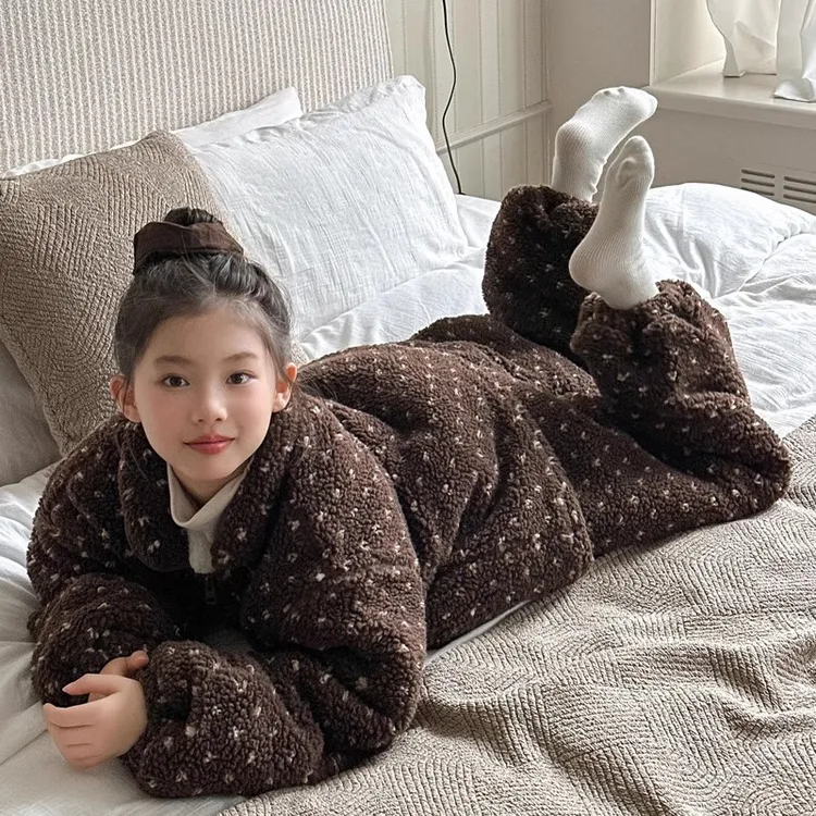韩系加厚女童睡衣2025新款大童冬装珊瑚绒家居服儿童居家保暖套装