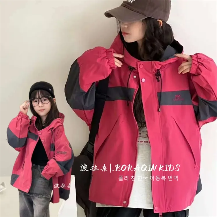 女童秋冬款韩版休闲三合一连帽冲锋衣外套女大童时髦洋气儿童秋装