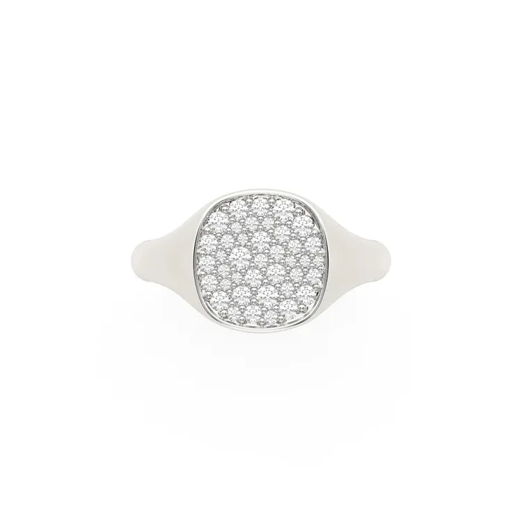 MINI BLOOM 925银戒指 方形满镶锆石尾戒纯银戒指饰品活口欧美