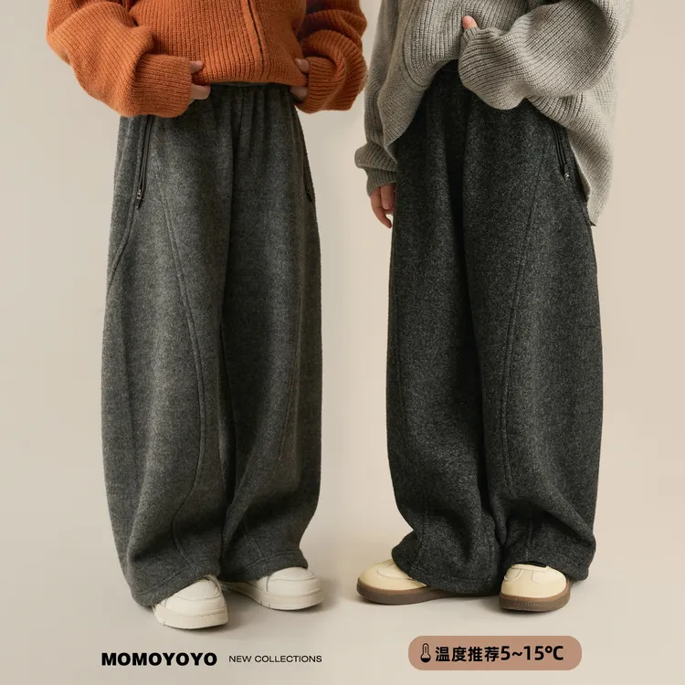 【治愈系】儿童加绒阔腿裤显腿长两穿亲子装弯刀裤汉服8476D