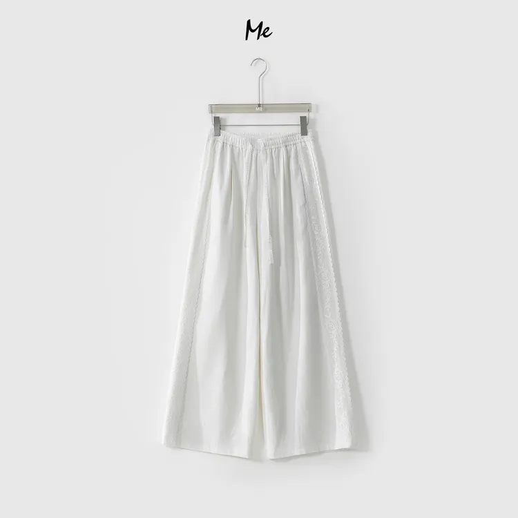 ME【白蕾亚麻裤】亚麻混纺冰麻肌理透气高腰显瘦百搭裤子MESS2829