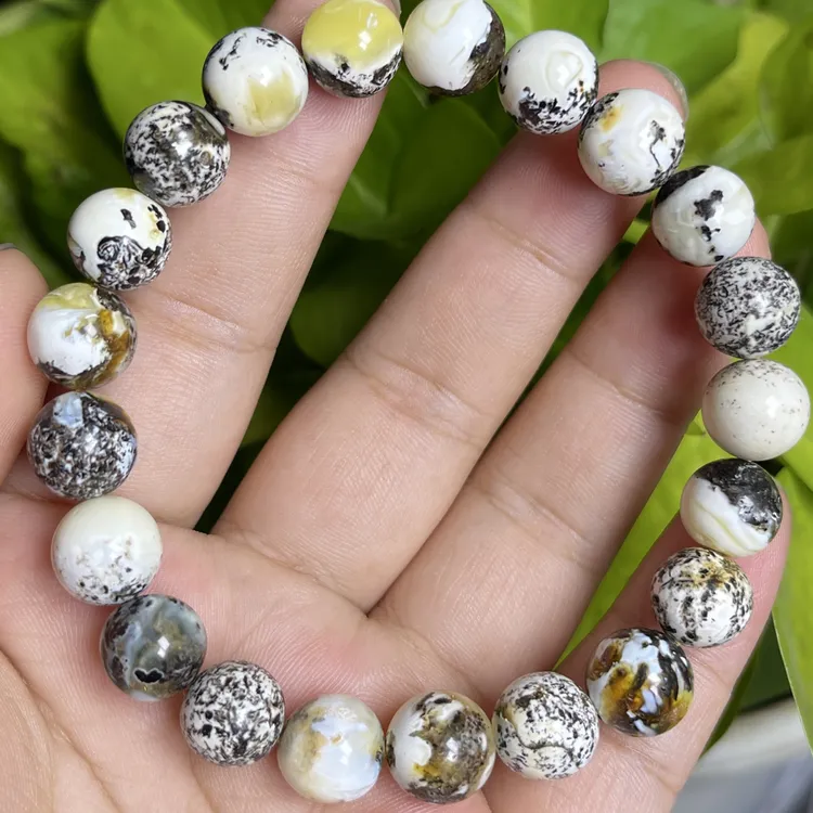 10瓷白奥利奥圆珠蜜蜡手串女款男士手工男款时尚复古单圈百搭女士