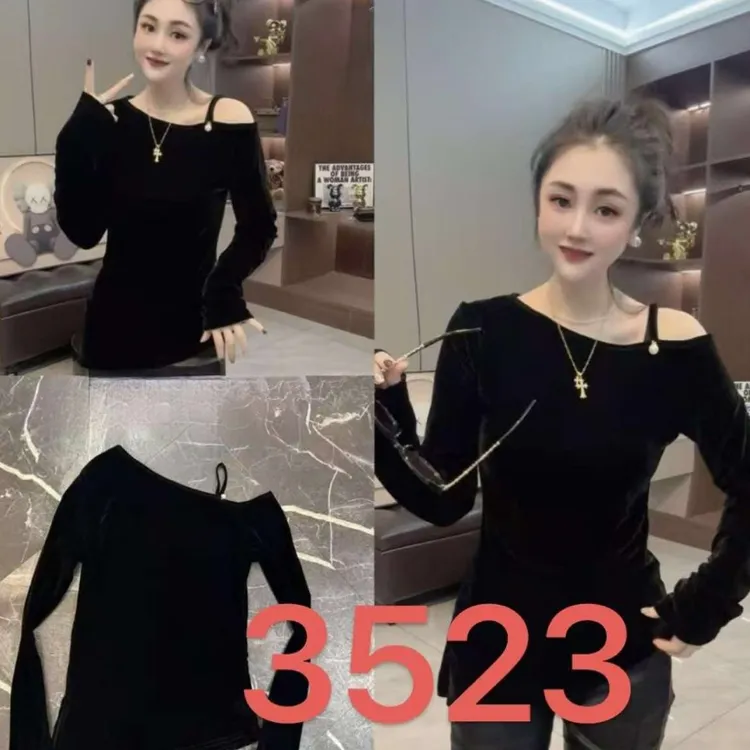 潮流前线丝绒单肩衫3523HJZD