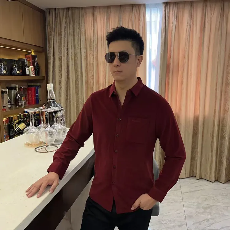 【有口袋】2025男士欧货秋冬潮流修身时尚衬衫休闲潮流轻奢60088